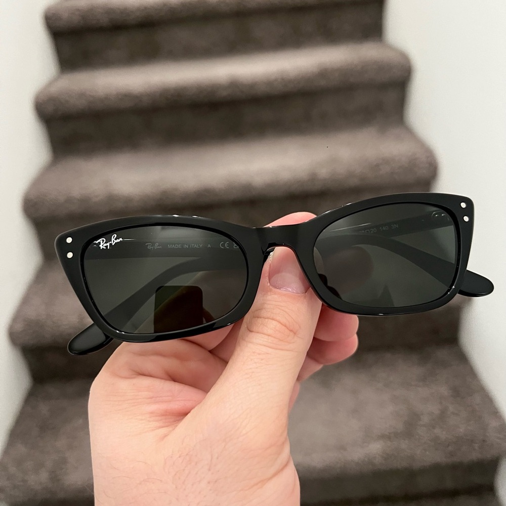 NEW Ray-Ban RB2299 Lady Burbank Women's Cat Eye Sunglasses - Polished Black - Picture 2 of 4
